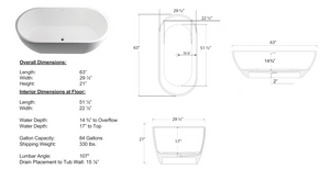 Jasper 63" Solid Surface Stone Resin Freestanding Tub – New England Home Goods