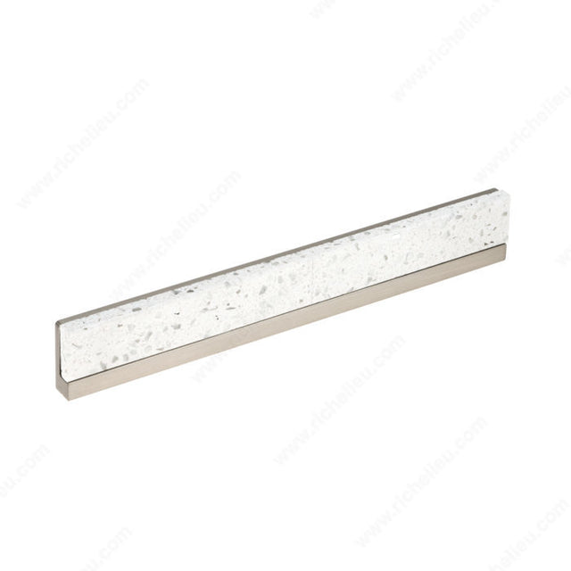 Richelieu 43154802195 Modern Terrazzo and Metal Pull - 4315, White / Brushed Nickel, 1 7/8 in, 2 7/16 in