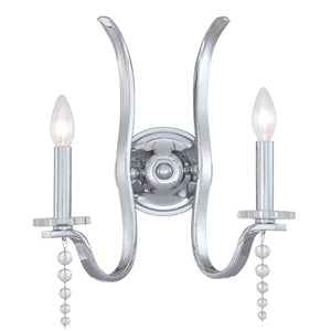Flow 2 Light Crystal Polished Chrome Sconce 1582-CH