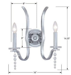 Flow 2 Light Crystal Polished Chrome Sconce 1582-CH
