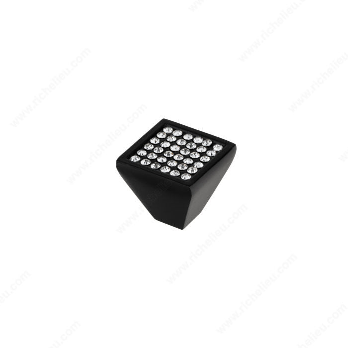 Richelieu BP123403490001 Modern Metal and Crystal Knob - 1234, Matte Black / Crystal, 31/32 in, Min. 31/32 in