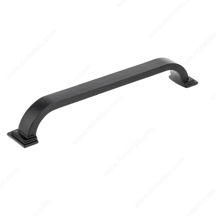 Richelieu 6965160909 Traditional Forged Iron Pull - 6965, Matte Black Iron, 6 5/16 in, 7 1/4 in, 25/32 in, M4 (Included)