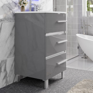 Deluxe 24 in. Gray Single Sink Bath Vanity with Porcelain Top and Integrated Sink