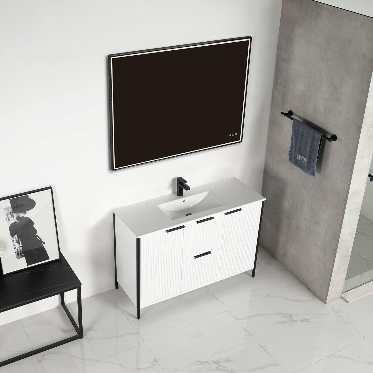 Blossom Zurich 48" Vanity – Double Sink Compatible in Glossy White & Metal Grey