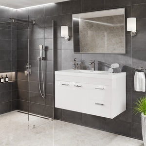 Lugano 36 in. White Wall Mount Single Sink Bath Vanity with Acrylic Top and Integrated Sink