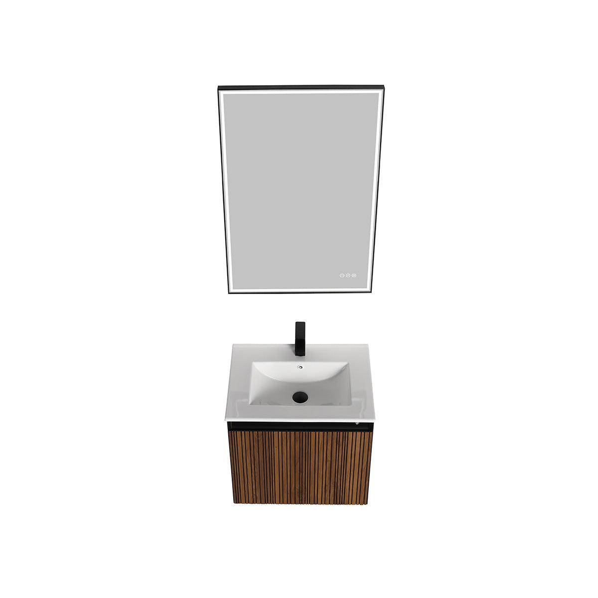 Blossom Lille 24" Brown Walnut Vanity with LED Lights & Soft-Close Drawers