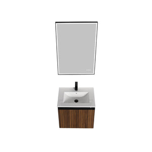 Blossom Lille 24" Brown Walnut Vanity with LED Lights & Soft-Close Drawers