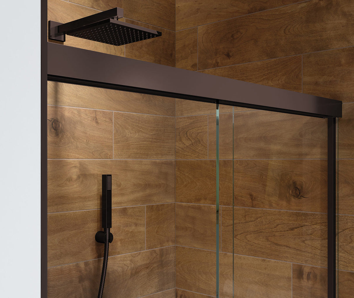 MAAX 139350-900-173-000 Incognito 70 56-59 x 70 ½ in. 6 mm Bypass Shower Door for Alcove Installation with Clear glass in Dark Bronze