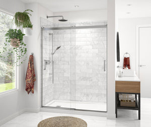 MAAX 136691-900-084-000 Revelation Round 56-59 in. x 70 ½-73 in. 6 mm Bypass Shower Door for Alcove Installation with Clear glass in Chrome