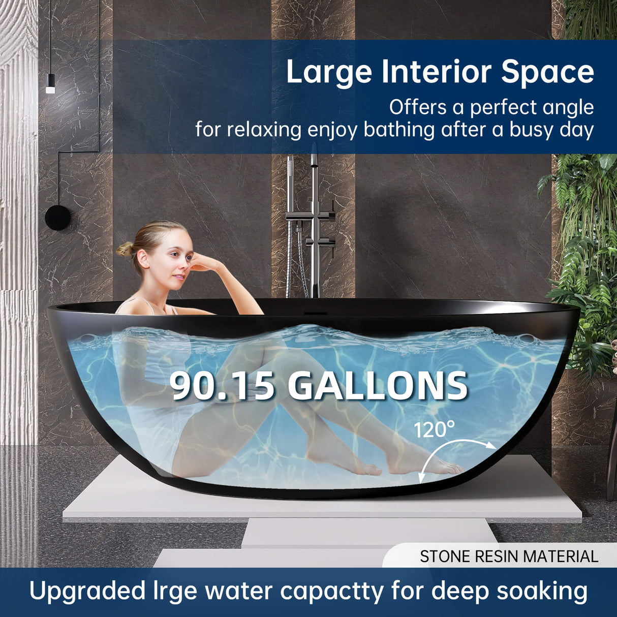 New England Home Goods Malibu 67" Freestanding Tub in White - Stone Resin Solid Surface