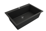 BOCCHI 1604-504-0126 Campino Uno Dual Mount Granite Composite 33 in. Single Bowl Kitchen Sink with Strainer in Matte Black