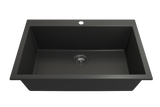 BOCCHI 1604-504-0126 Campino Uno Dual Mount Granite Composite 33 in. Single Bowl Kitchen Sink with Strainer in Matte Black