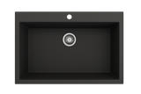 BOCCHI 1604-504-0126 Campino Uno Dual Mount Granite Composite 33 in. Single Bowl Kitchen Sink with Strainer in Matte Black