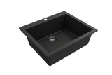 BOCCHI 1606-504-0126 Campino Uno Dual Mount Granite Composite 24 in. Single Bowl Kitchen Sink with Strainer in Matte Black