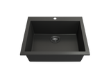 BOCCHI 1606-504-0126 Campino Uno Dual Mount Granite Composite 24 in. Single Bowl Kitchen Sink with Strainer in Matte Black