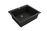 BOCCHI 1606-505-0126 Campino Uno Dual Mount Granite Composite 24 in. Single Bowl Kitchen Sink with Strainer in Metallic Black