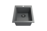 BOCCHI 1608-506-0126 Campino Uno Dual Mount Granite Composite 16 in. Single Bowl Bar Sink with Strainer in Concrete Gray