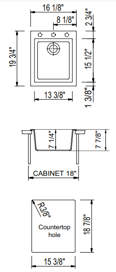 BOCCHI 1608-505-0126 Campino Uno Dual Mount Granite Composite 16 in. Single Bowl Bar Sink with Strainer in Metallic Black