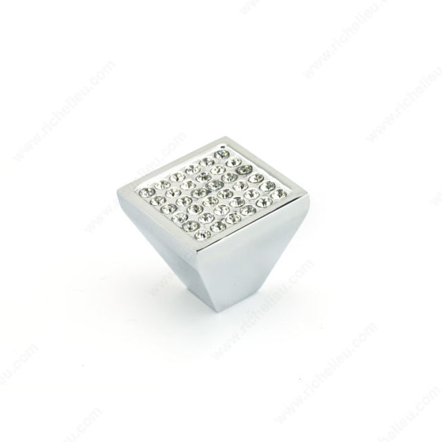 Richelieu BP123403414001 Modern Metal and Crystal Knob - 1234, Crystal / Chrome, 31/32 in, 31/32 in