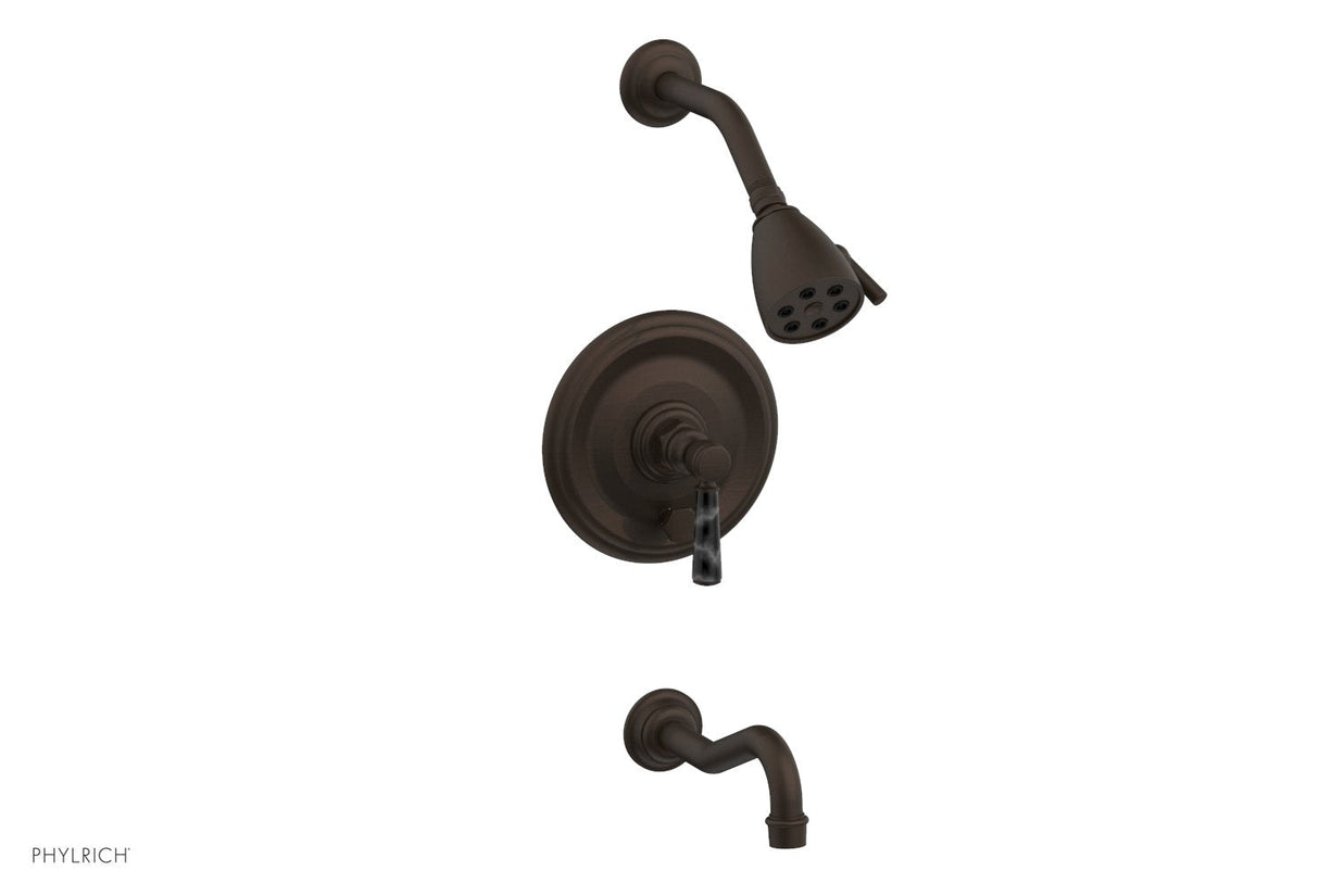 Phylrich 161-28-11BX030 HENRI Pressure Balance Tub and Shower Set - Black Marble Lever Handle 161-28 - Antique Bronze