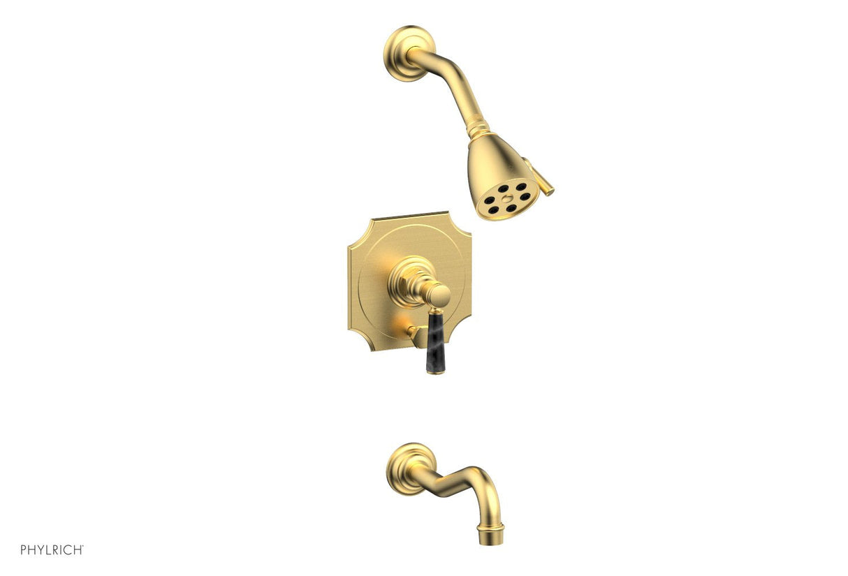 Phylrich 161-31-24BX030 HENRI Pressure Balance Tub and Shower Set - Black Marble Lever Handle 161-31 - Burnished Gold