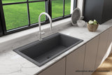 BOCCHI 1616-506-0126 Baveno Lux Dual-Mount 34 in. Single Bowl Granite Composite Kitchen Sink with Integrated Workstation and Accessories in Concrete Gray