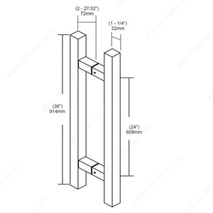 Richelieu 701DH153236169 Back-to-Back Square Ladder Handle with Square Mounting Rods