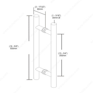 Richelieu 701DHH2R1002170 1 3/16" (30 mm) Diameter Back-to-Back Ladder Handle