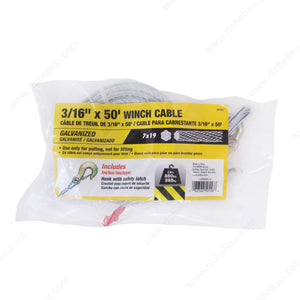 KingChain 505561 Galvanized Winch Cable, 50 ft, 3/16 in, 2 000 lb