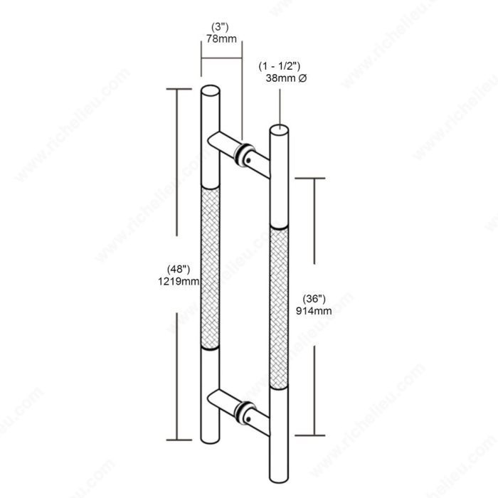 Richelieu 705483638BW170 Back-to-Back Ladder Handle with Wood Insert