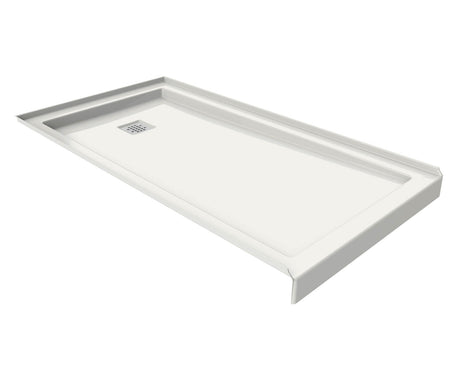 MAAX 420005-504-001-100 B3Square 6032 Acrylic Alcove Deep Shower Base in White with Back End Drain