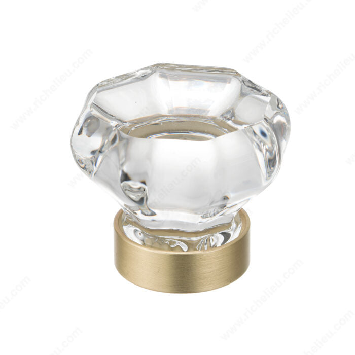 Richelieu BP1007416011 Eclectic Crystal and Metal Knob - 1007, Clear / Brushed Brass