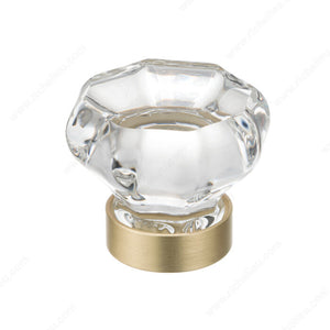 Richelieu BP1007416011 Eclectic Crystal and Metal Knob - 1007, Clear / Brushed Brass