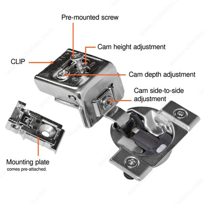 Blum 31C355B16180 COMPACT CLIP 31C3 110° hinge, Not Included, Screw-On, 1 in
