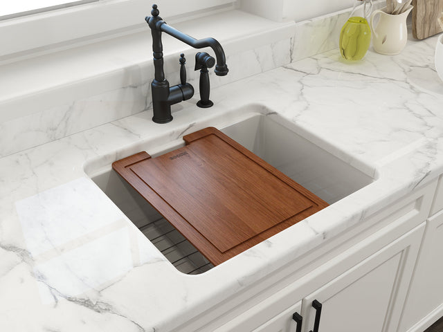 BOCCHI 1627-001-0120 Sotto Dual-Mount Fireclay 24 in. Single Bowl Kitchen Sink with Protective Bottom Grid and Strainer in White