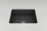 BOCCHI 1627-020-0120 Sotto Dual-Mount Fireclay 24 in. Single Bowl Kitchen Sink with Protective Bottom Grid and Strainer in Matte Dark Gray