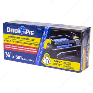 DitchPig 447591 Synthetic Winch Lines, 1/4 in (6.35 mm), 25 ft, 1/4 in, 7 690 lb