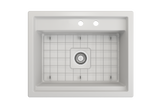 BOCCHI 1633-002-0132 Baveno Uno Dual-Mount with Integrated Workstation Fireclay 27 in. Single Bowl Kitchen Sink 2-hole with Accessories in Matte White