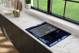 BOCCHI 1633-010-0127 Baveno Uno Dual-Mount with Integrated Workstation Fireclay 27 in. Single Bowl Kitchen Sink 3-hole with Accessories in Sapphire Blue