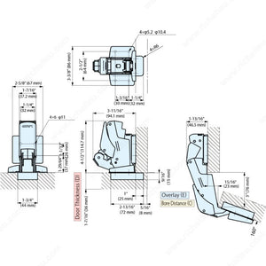 Richelieu 75160181 J160 Heavy-Duty 160° Hinge, Black Nickel