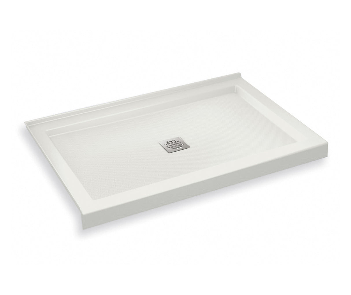 MAAX 420003-542-001-100 B3Square 4836 Acrylic Corner Left Shower Base in White with Anti-slip Bottom with Center Drain