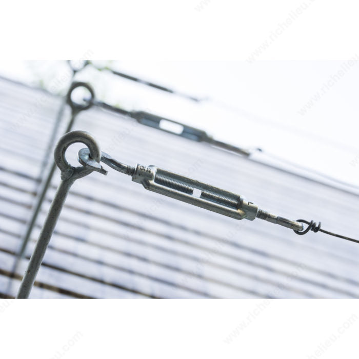 KingChain 180660 Galvanized Eye-Hook Long Turnbuckle, 8 in, 4 in, 1/4 in, 1/4 in, 400 lb, 4 in