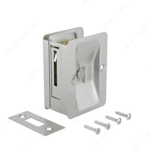 Onward 1701ABPSR Pocket Door Pull - Privacy - Rectangular, Antique Brass, 1 1/4 to 1 1/2 in