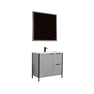 Blossom Zurich 36" Vanity – Glossy White & Metal Grey with Soft-Close Drawers & Ample Storage