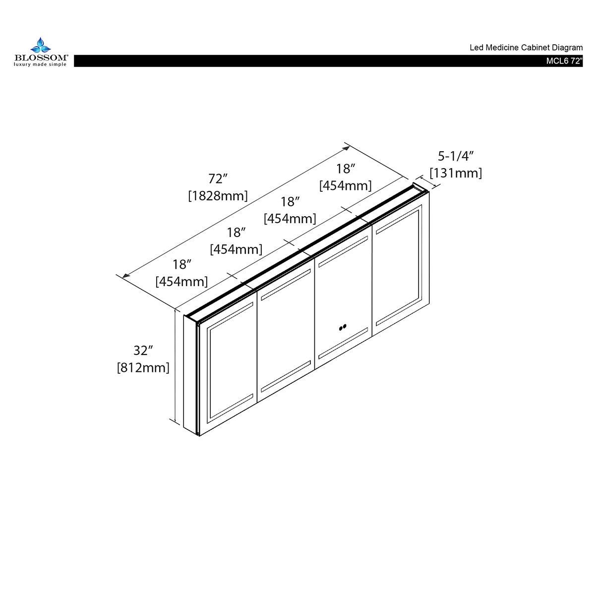 Blossom Canopus LED Medicine Cabinet – Expansive Design with Modern Features