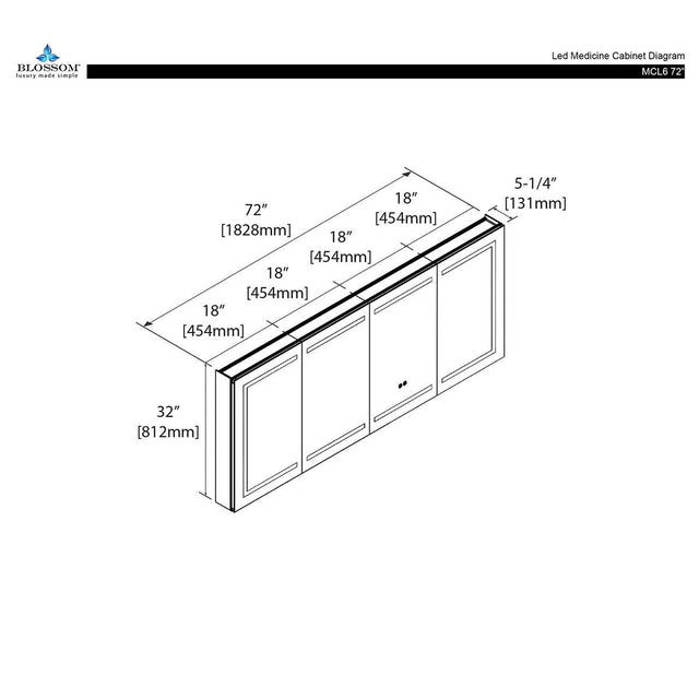 Blossom Canopus LED Medicine Cabinet – Expansive Design with Modern Features