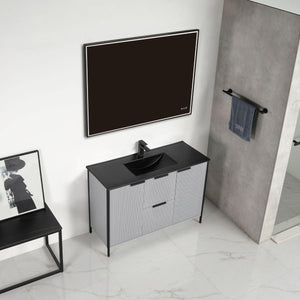Blossom Zurich 48" Vanity – Double Sink Compatible in Glossy White & Metal Grey