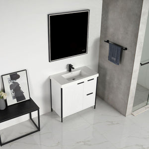 Blossom Zurich 36" Vanity – Glossy White & Metal Grey with Soft-Close Drawers & Ample Storage