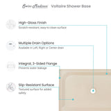 Voltaire 48 x 36 Single-Threshold, Center Drain, Shower Base in Biscuit