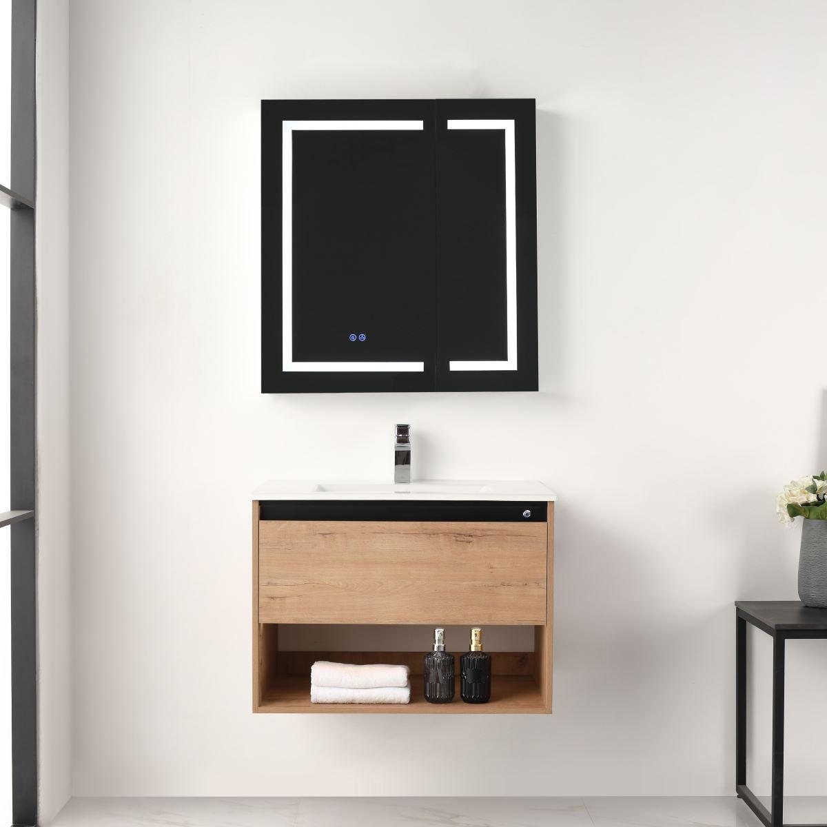 Blossom Bergen 30" Vanity with Dual LED Illumination - Adjustable Lighting and Sleek Storage Design